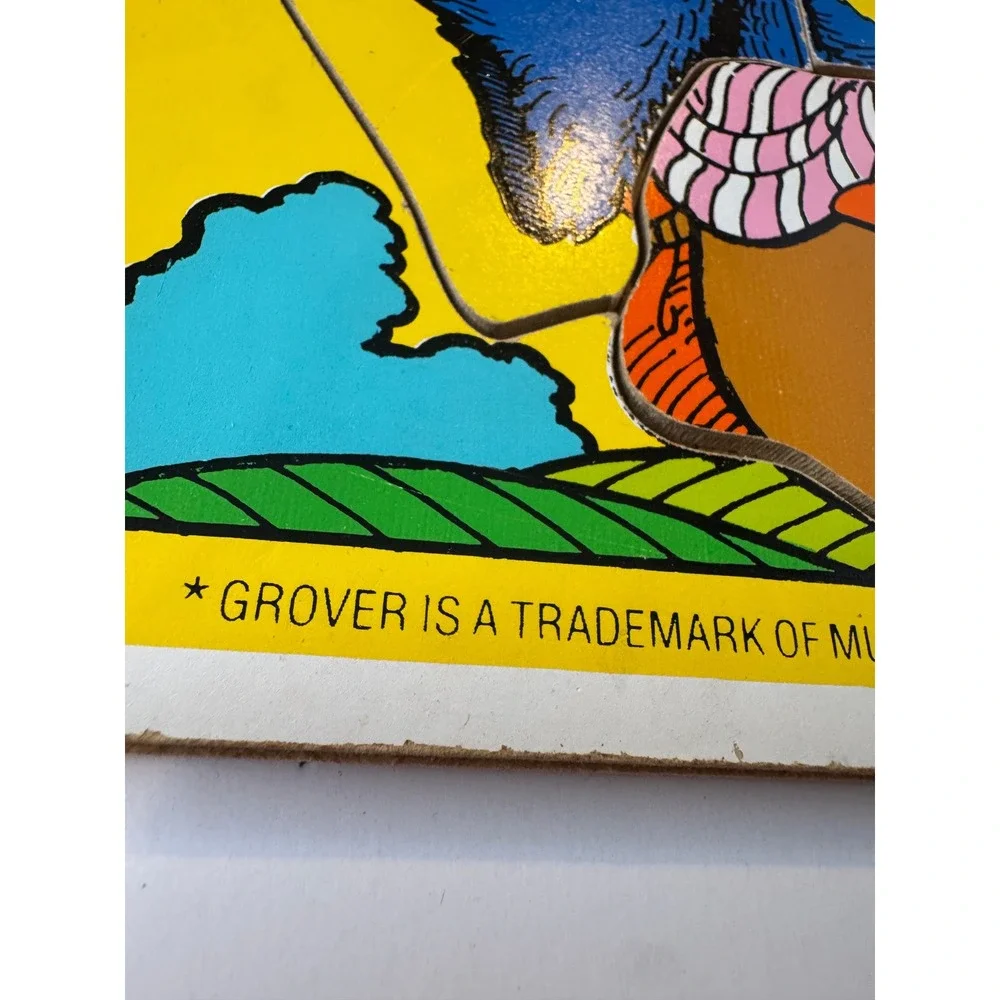VTG Playskool Sesame Street Grover Hot Air Balloon Puzzle 10pc Frame Tray 315-21